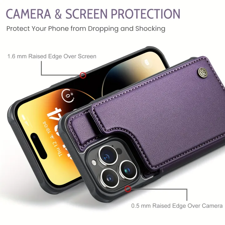 Premium%20Card%20Holder%20Wallet%20Case%20For%20IPhone%2015/14/13/12/11%20Pro%20Max%20-%20PU%20Faux%20Leather,%20RFID%20Blocking,%20Magnetic%20Clasp,%20And%20Shockproof%20Protection!%20-%20Image%202
