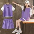 Girls New Summer Loose Thin Ventilate 2PCS Short Sleeve Tee+Pants Suits Korean Style 5 14 Years Teeange Girls Casual Clothes Set. 
