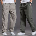 Mens casual Cargo Cotton pants men pocket loose Straight Pants Elastic Work Trousers Fit Joggers Male Super Large Size. 