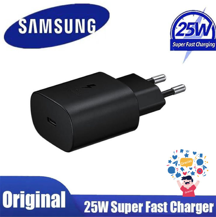 Samsung Original 25W Single Port, Type-C Fast Charger, (Cable not  Included), Black Samsung Original 25W Single Port, Type-C Fast Charger,  (Cable not