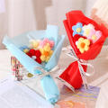 Colorful Crochet Bouquet Elegant Lightweight Hand Knitted Artificial Flower Mini Size Flower Arrangement for Valentine Wedding. 