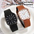 ROSIVGA Fashion Square Watch Men Women Couple Watches Unisex Leather Band Sports Watch. 