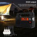 Portable Solar Generator with Solar Panel Radio BT Speaker Phone Charger Flashlight Power Station Built-in 3600mAh Rechargeable Battery for Outdoor Camping Emergency Illumination System with 3Pcs External Light Bulb. 