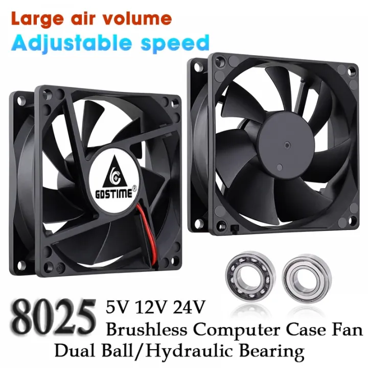 Gdstime%20DC%205V%2012V%2024V%2048V%2080mm%208025%20Computer%20Case%20Fan%2080x80x25mm%20PC%20Case%20CPU%20Brushless%20Cooling%20Fan%20Hydraulic/Dual%20Ball%20Radiator-5V%20Hydraulic%20XH2.54-1Pcs%208025%20fan%20-%20Image%203