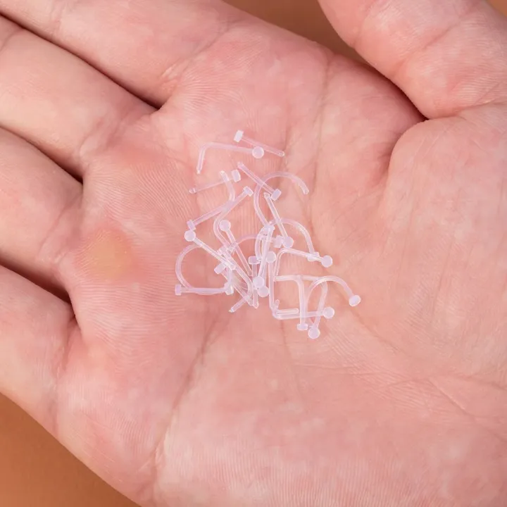 10-100PCS%2020G%20Clear%20Bioflex%20Nose%20Bone%20Ring%20Stud%20Retainer%20for%20Women%20Acrylic%20Nostril%20Piercing%20Pin%20Body%20Jewelry%202mm%20Flat%20Ball%20Top%20-%20Image%204