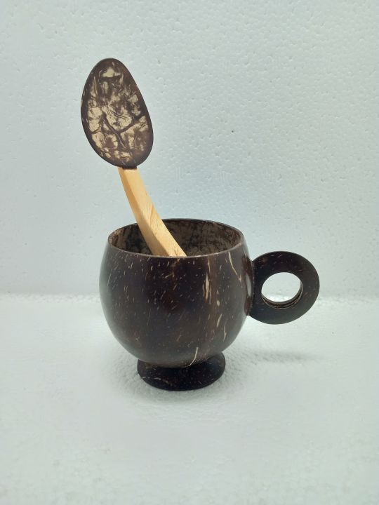 Eco Friendly Coconut Shell Tea Cup with Spoon