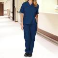 Nursing Scrubs Uniform Solid Color Multi Pockets Stretch for Nursing. 