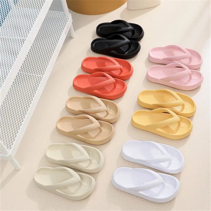 4.5cm Platform Summer Female Flipflop Beach Outdoor Sandals Soft Pillow Slippers Women Men Non-slip House Shoes Home Slides