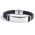 Alien Punk SOS Custom logo Name Engrave Text Leather Bangle Bracelet customize Stainless Steel Bracelets For Women Men ID Bracelet. 