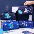 Astronaut-themed Pencil Case Outer Space Pencil Case Three-layer Capacity Pouch Waterproof Stationery Pouch Space-themed Pencil Bag.