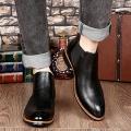 2019 new Chelsea booties male Brock carved casual high shoes male pointed Martin boots - Black {42}.