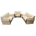 Rolled Arm Leaqueared Sofa Set Home and Office Sofa High Quality Synthetic Leather White and Off White. 