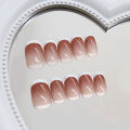 24Pcs Simple White Edge Fake Nails with Glue DIY Art Design False Nails Stylish Pattern Artificial Nails.