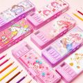 Mechanical deformation combination lock stationery box girl cute pencil case school student pencil box Cartoon plastic pen case.