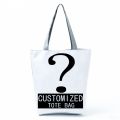 Personal Customized Women Tote Bag Polyester Bag With Print Logo Custom Your Pictures Eco Shopping Bags DIY Hand Shoulder Bags. 