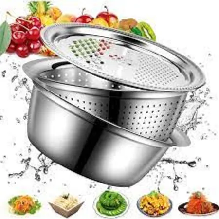 Silver%203%20in%201%20Stainless%20Steel%20Drain%20Basket%20Vegetable%20Cutter,%20For%20Kitchen%20-%20Image%205