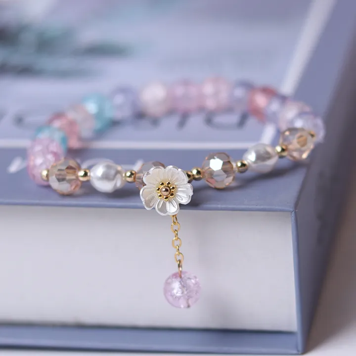 Fashion%20Korean%20White%20Flower%20Purple%20Beaded%20Bracelet%20for%20Women%20Charm%20Crystal%20Beads%20Elastic%20Adjustable%20Bracelet%20Friendship%20Jewelry%20-%20Image%202