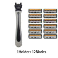 1 Holder + 12 Blades Men's -layer razor blade Manual Shaving For Men Replace Head Comfortable Shaving Blades. 