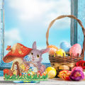 GC Handmade 5d Diamond  Painting High-definition Printing Desktop Ornament Easter Bunny Egg Holiday Decorations specification:BJP301. 