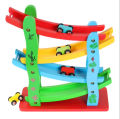 Miniature Speeding Car Ramp – Wooden Racing Track Toy for Kids. 