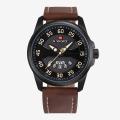 NAVIFORCE NF9124 Dark Brown PU Leather Analog Watch For Men - Black & Dark Brown.