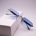 2023 New frameless cut edge sunglasses European and American fashion trends wood grain leg gradient sunglasses men's and women's universal square glasses.