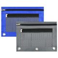 2Pcs 3 Ring Binder Pencil Pouches 2 Pocket Pencil Pouches with Zipper. 