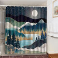 Shower Bathroom Curtain Sea Mountains Oil Painting Washable Polyester Fabric Waterproof Bath Curtains Art Home Decor Cortinas.