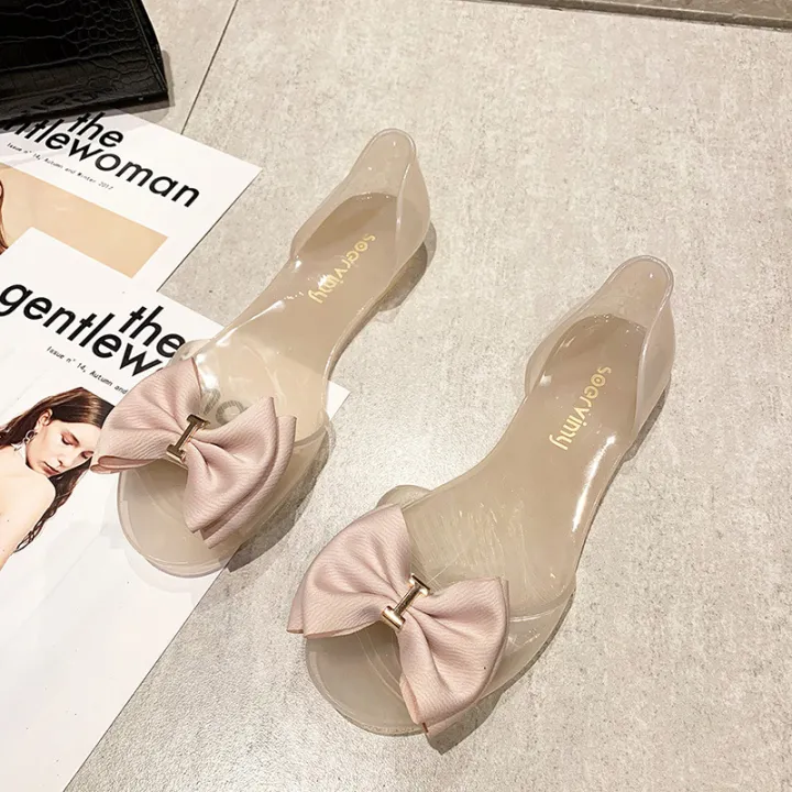 Plastic%20sandals%20women's%20transparent%20flat%20non-slip%20Korean%20version%20of%20beach%20shoes%20seaside%20vacation%20metal%20bow%20fish%20mouth%20jelly%20shoes%20-%20Image%207
