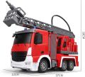 2.4G Remote Control Fire Truck Shoots Water Extendable Rescue Ladder 7 Channel Fire Engine Working Sounds Lights RC Trucks For Kids sunyangde. 