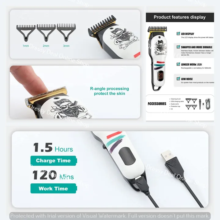 VGR%20V-971%20Professional%20Corded%20and%20Cordless%20Rechargeable%20Hair%20Trimmer%20with%20digital%20display%20-%20Image%204