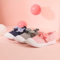 Baby toddler shoes for girls floral bow princess shoes Velcro soft sole breathable indoor shoes for kids canvas shoes. 