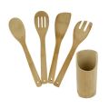 Natural Bamboo Cooking Spoon Set with Stand. 
