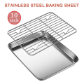3set 10 Inch Toaster Oven Tray and Rack Set, Small Stainless Steel Baking Pan with Cooling Rack. 