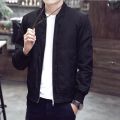 Autumn Bomber Jacket Men's Casual Zipper Jacket Coat Black Thin Slim Fit Stand Collar Long Sleeve Slim Outwear Clothing Tops. 