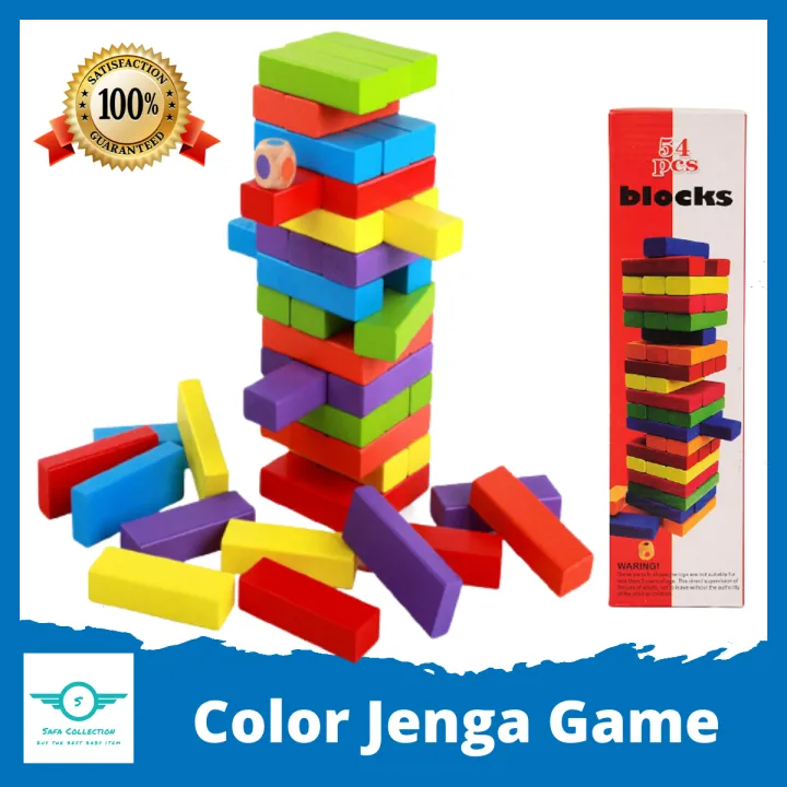 54pcs Wooden Blocks Toppling Tower Jenga - Stacking and Tumbling ...