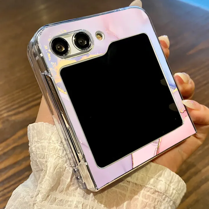 Marble%20Pattern%20Transparent%20Phone%20Case%20For%20Samsung%20Galaxy%20Z%20Flip%206%205%204%203%20Clear%20Hard%20Folding%20Cover%20For%20Samsung%20Z%20Flip6%20Flip5%20Flip4%20-%20Image%204