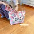 2pcs Kawaii Hello Kitty Canvas Tote Bag For Women Zipper Large Capacity Shoulder Bag Cartoon Handbag Ladies Books Bag.