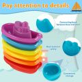 6Pcs Baby Bath Boat Toy Floating Ship Bath Toy Colorful Stackable Bath Toys Fun Baby Bath Time Connectable Boats for Kids.