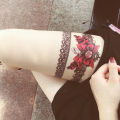 Lace bow leg ring tattoo sticker waterproof lasting feminine thigh japanese chain babes tattoo sticker. 