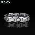 10.5mm Width High Polished Tungsten Carbide Bracelet with Magnet Stones Germanium for Men Jewelry, Engraving,.