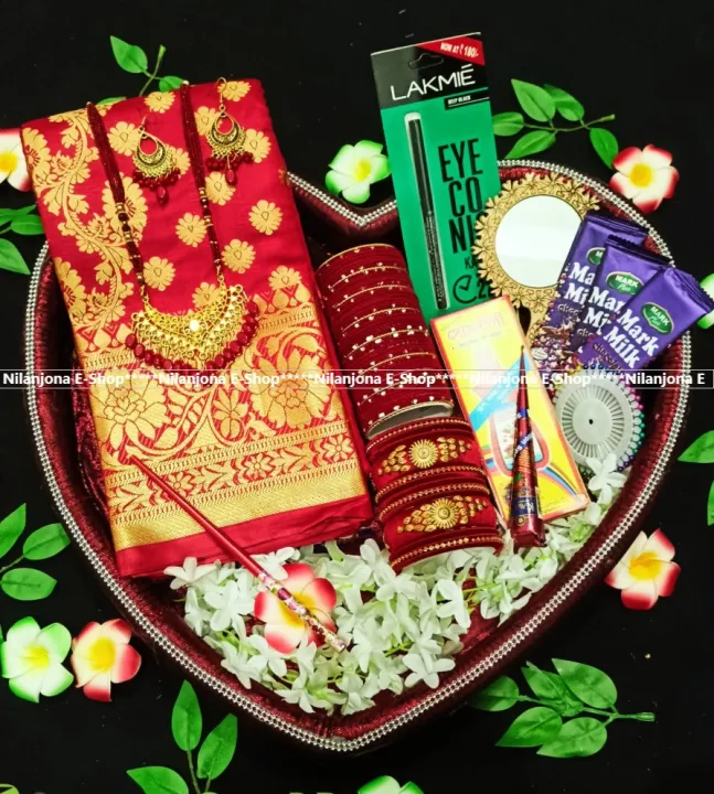 Super Premium Saree Combo Gift Set For Women with Love box l Half Silk Katan Saree Combo Gift Set  For Girl Friend and Wife.