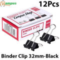 32mm Binder Clip - Black (1 Box).