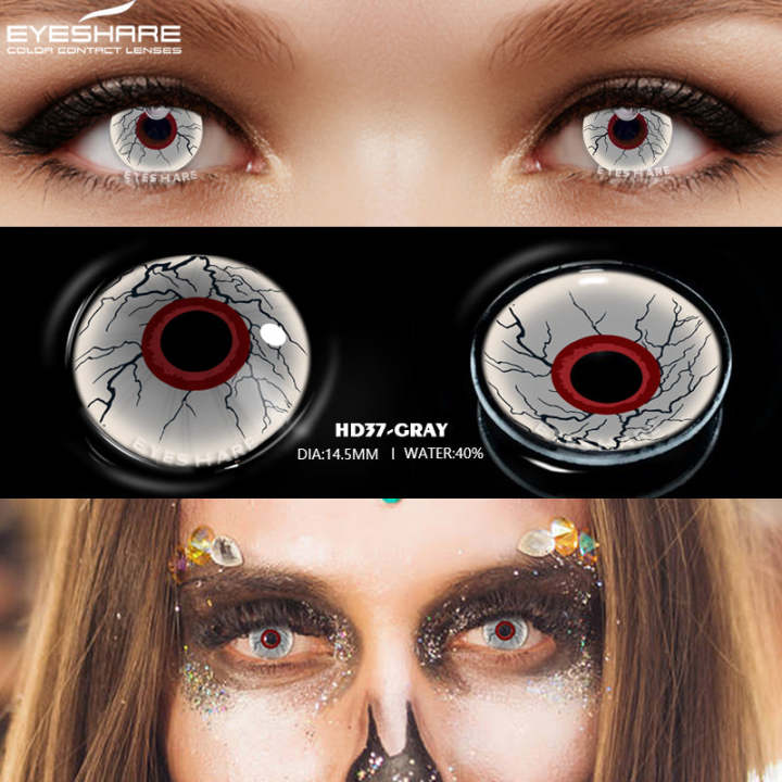 Halloween Exclusive HD37 Ghost Eye color contact LENS Color Contact Lenses Halloween Makeup Cosmetic Contactlen COMICPARTY.1pair HD37 Ghost Eye  Halloween Contact Lense With Regular Kit Box