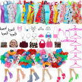 Random 1 Set Doll Accessories for Barbie Doll Shoes Boots Mini Dress Handbags Crown Hangers Glasses Doll Clothes Kids Toys 12''.