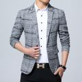 New Mens Blazers Slim Fit Suits for Men Business Formal Blazer Mens Wedding Suit Jackets Male Fashion Plaid Mens Blazer Jacket. 