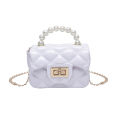 Mini jelly bags handbag PU leather crossbody bags with pearl handle ladies PVC podazz. 