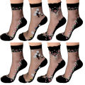 1/5 Pairs Women's Crystal Cotton Ice Socks Summer Short Thin Glass Socks Cool Breathable Comfortable Flower Embroidered Socks. 