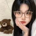 Douyin Internet celebrity brown glasses women's 2024 Korean version of ins style plain makeup large-frame myopia glasses can be equipped with power. 