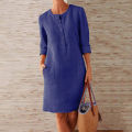 Jocoo Jolee Vintage Straight Dress Long Sleeve Oversized Mini Dress Women Casual Soild Long Sleeve Cotton and Linen Tunic Dress. 